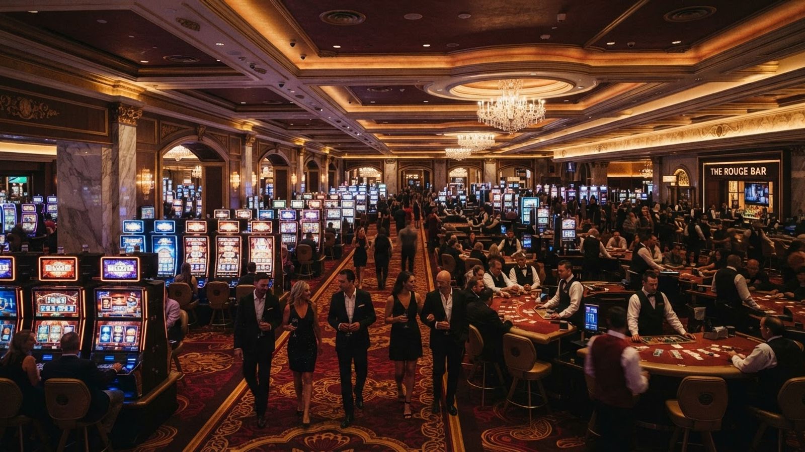 Salle de casino sombre et élégante